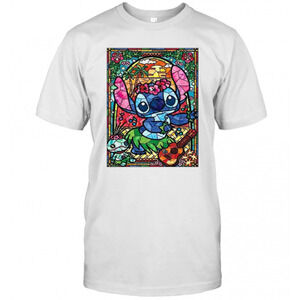 Stitch Stained Glass Dancing Aesthetic Graphic Unisex T-Shirt